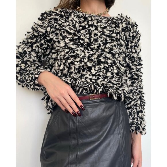 ISABEL MARANT x H&M Black White Wool Hand Knit Sweater